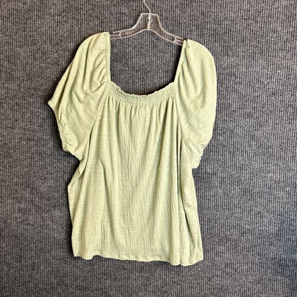Wonderly Womens Blouse Plus Size 2X Green Puff Sleeve Boho Peasant Cottage New - Picture 6 of 8